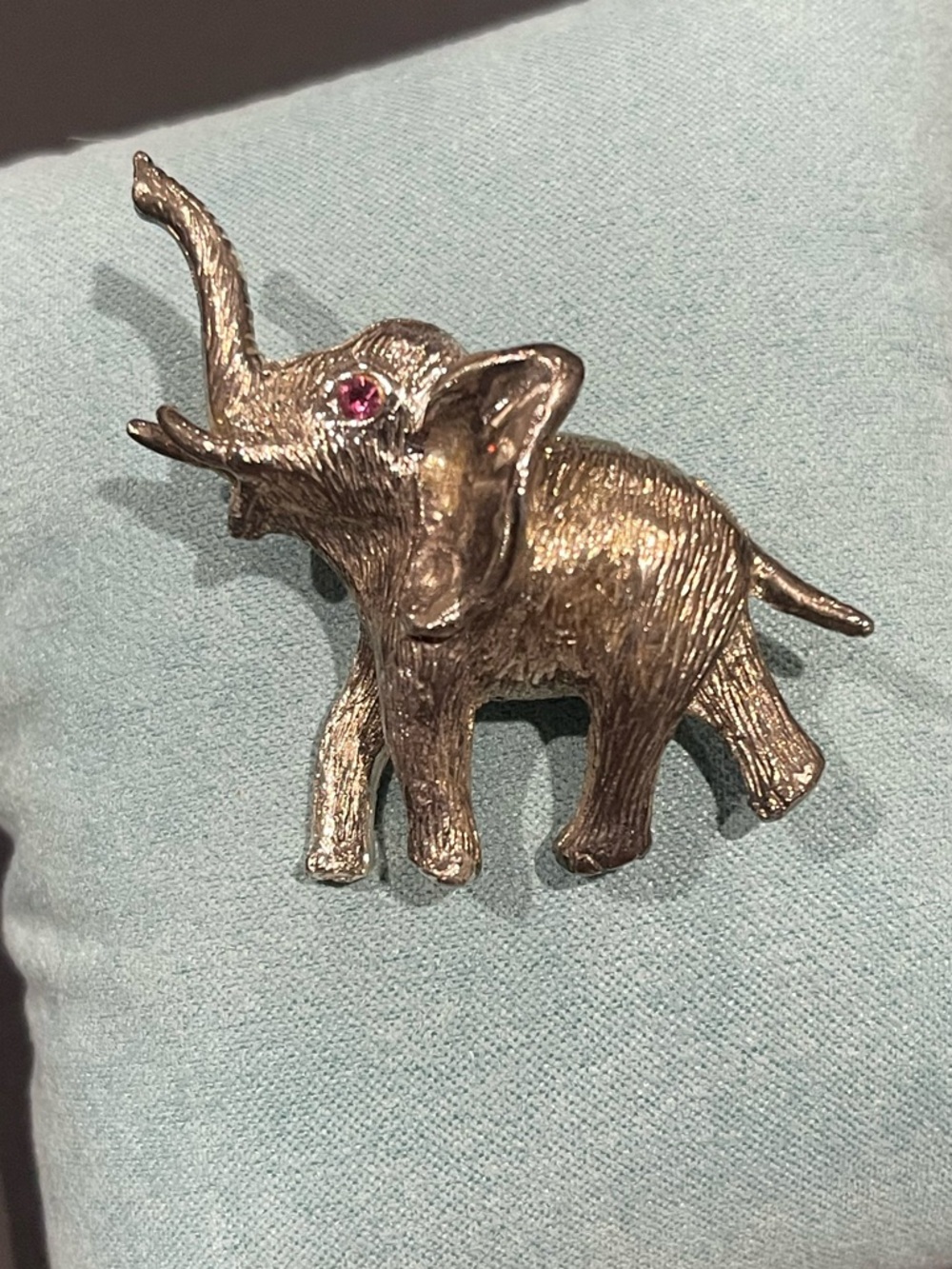 Silver Elephant Brooch Pin with Pink Eye - Kids Accessories